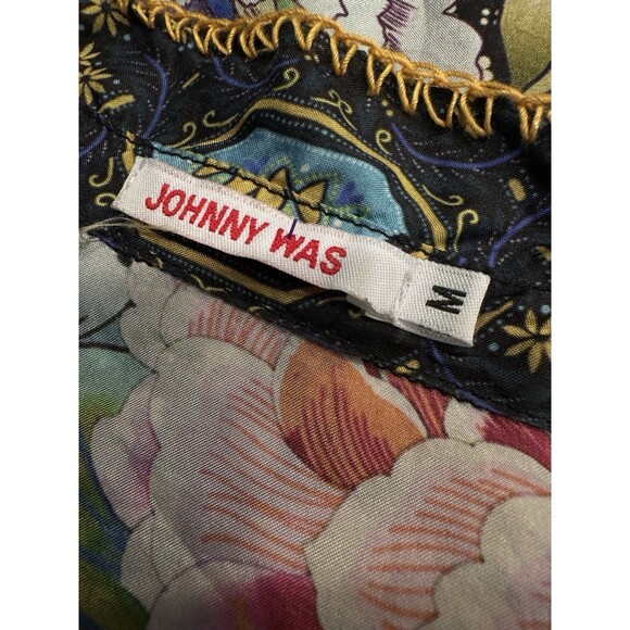 Johnny Was silk Fagan Josie Boho Silk Button Down Top Blouse Shirt,Multi Size M - Picture 5 of 13